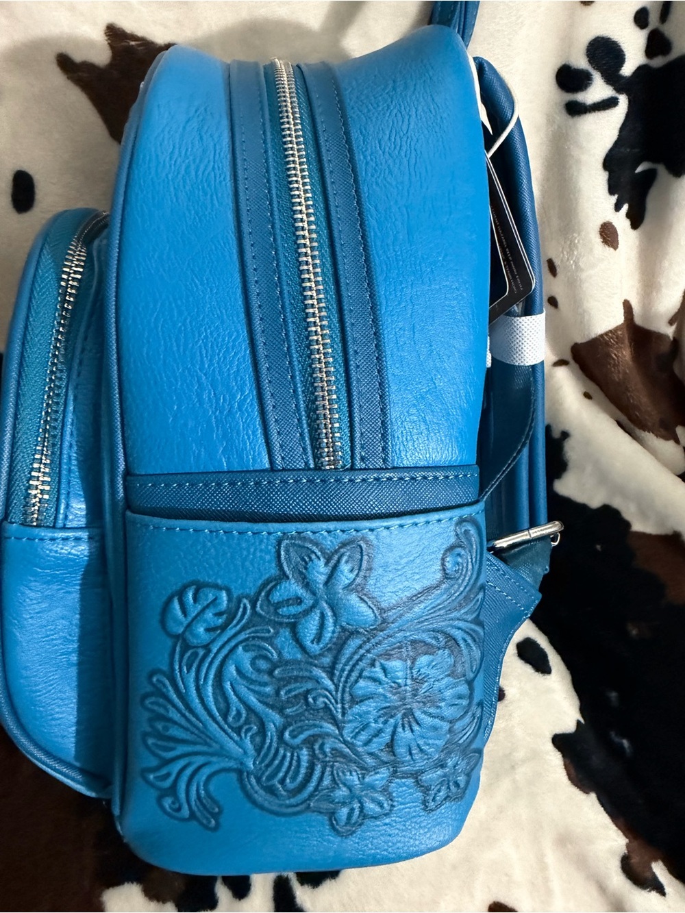 Loungefly Blue Embossed Stitch Mini Backpack - Picture 5 of 5